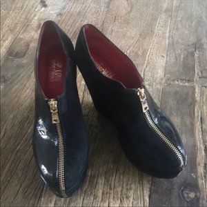 Love Moschino 1/2 Patent Suede Wedge Ankle Boot 8